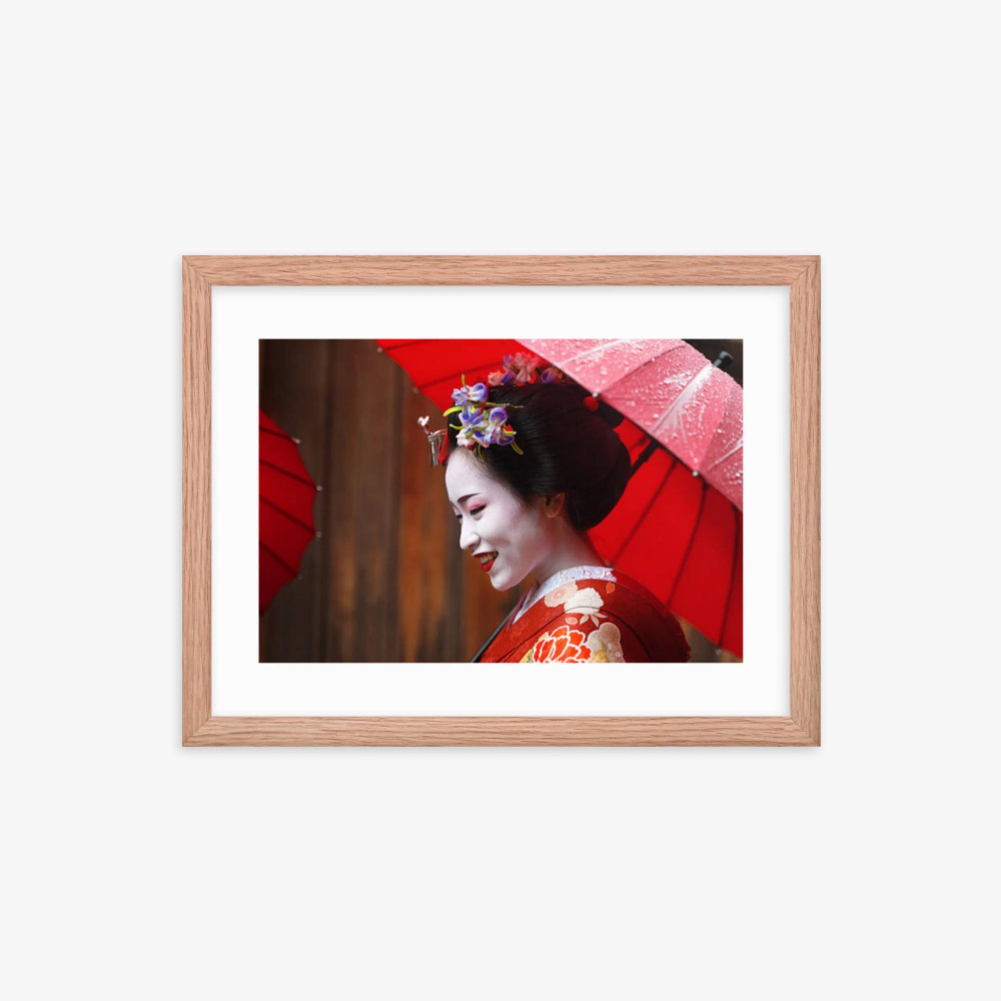 Maiko Girl 12x16 in Poster With Oak Frame