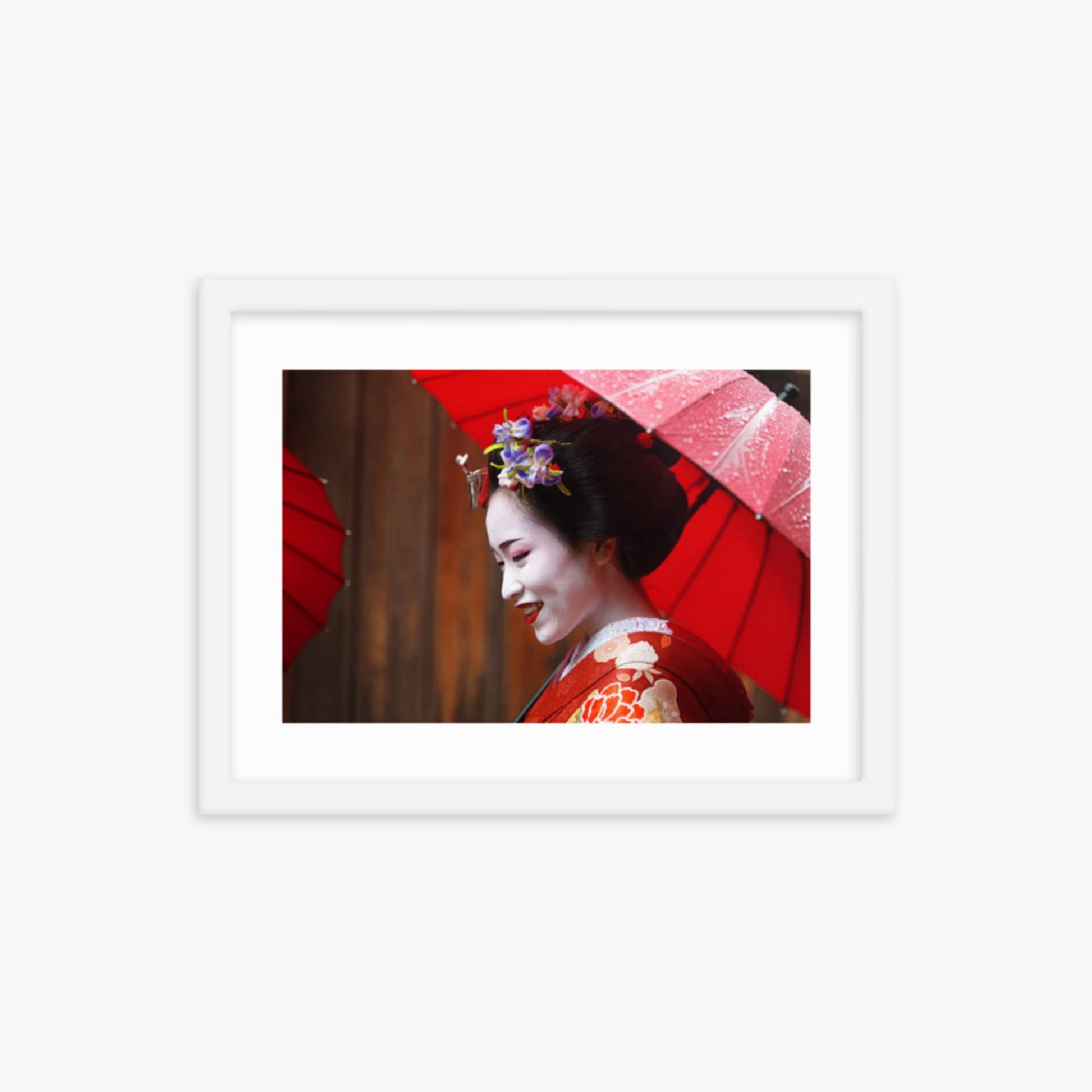 Maiko Girl 12x16 in Poster With White Frame