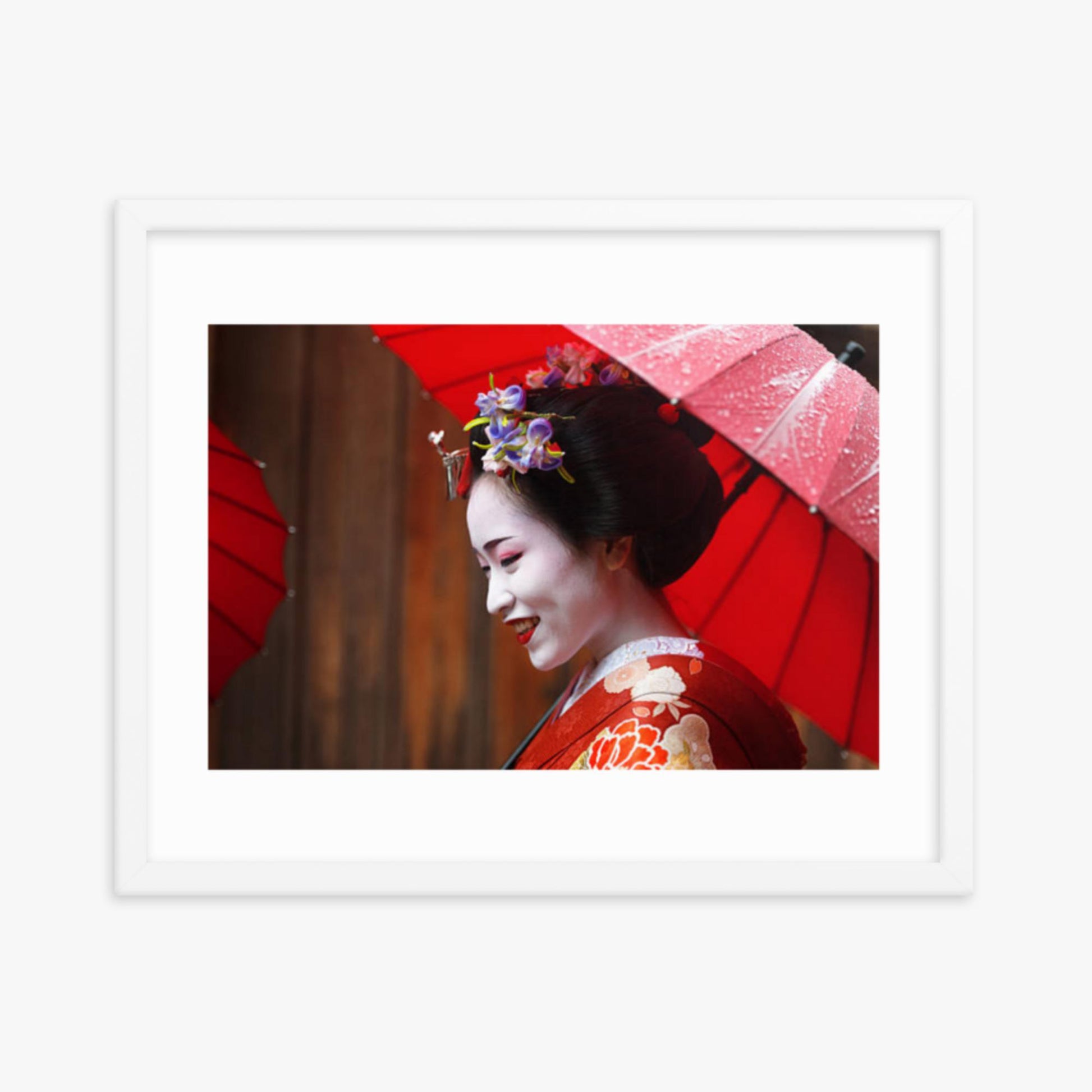 Maiko Girl 16x20 in Poster With White Frame