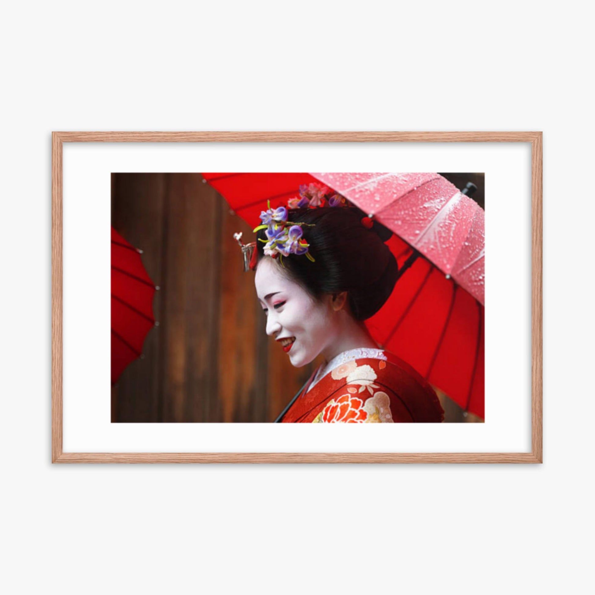 Maiko Girl 24x36 in Poster With Oak Frame