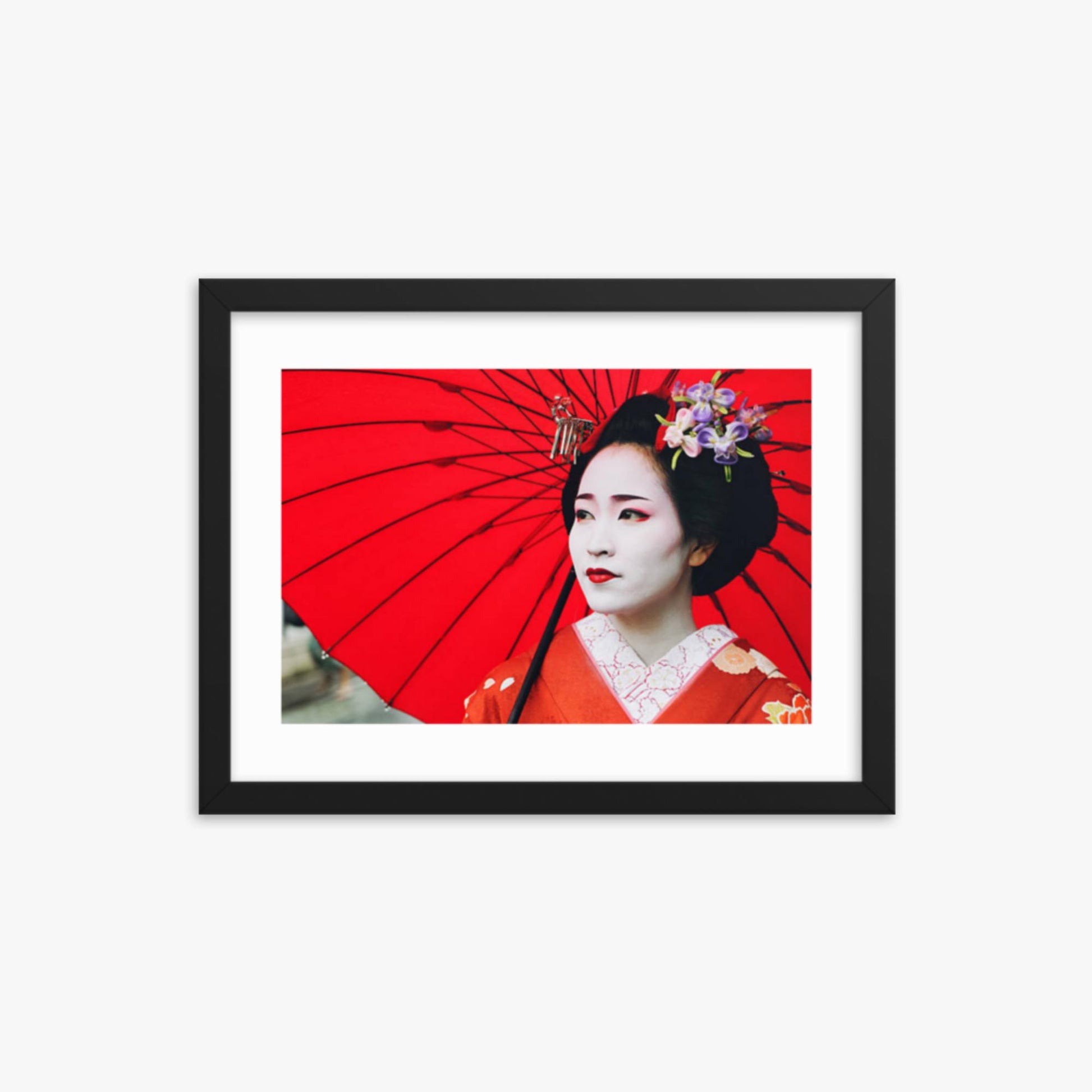 Maiko Girl Portrait 12x16 in Poster With Black Frame
