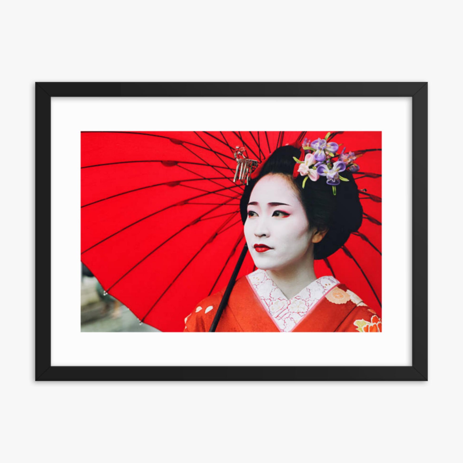 Maiko Girl Portrait 18x24 in Poster With Black Frame