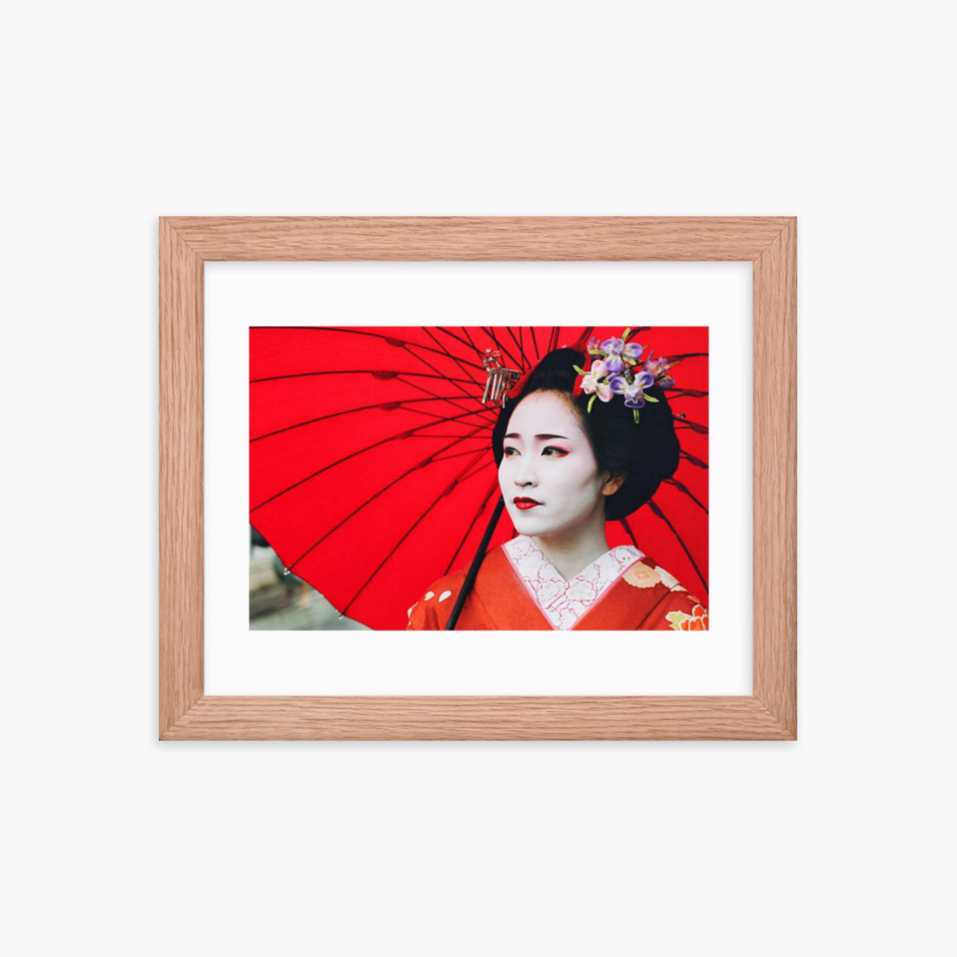 Maiko Girl Portrait 8x10 in Poster With Oak Frame