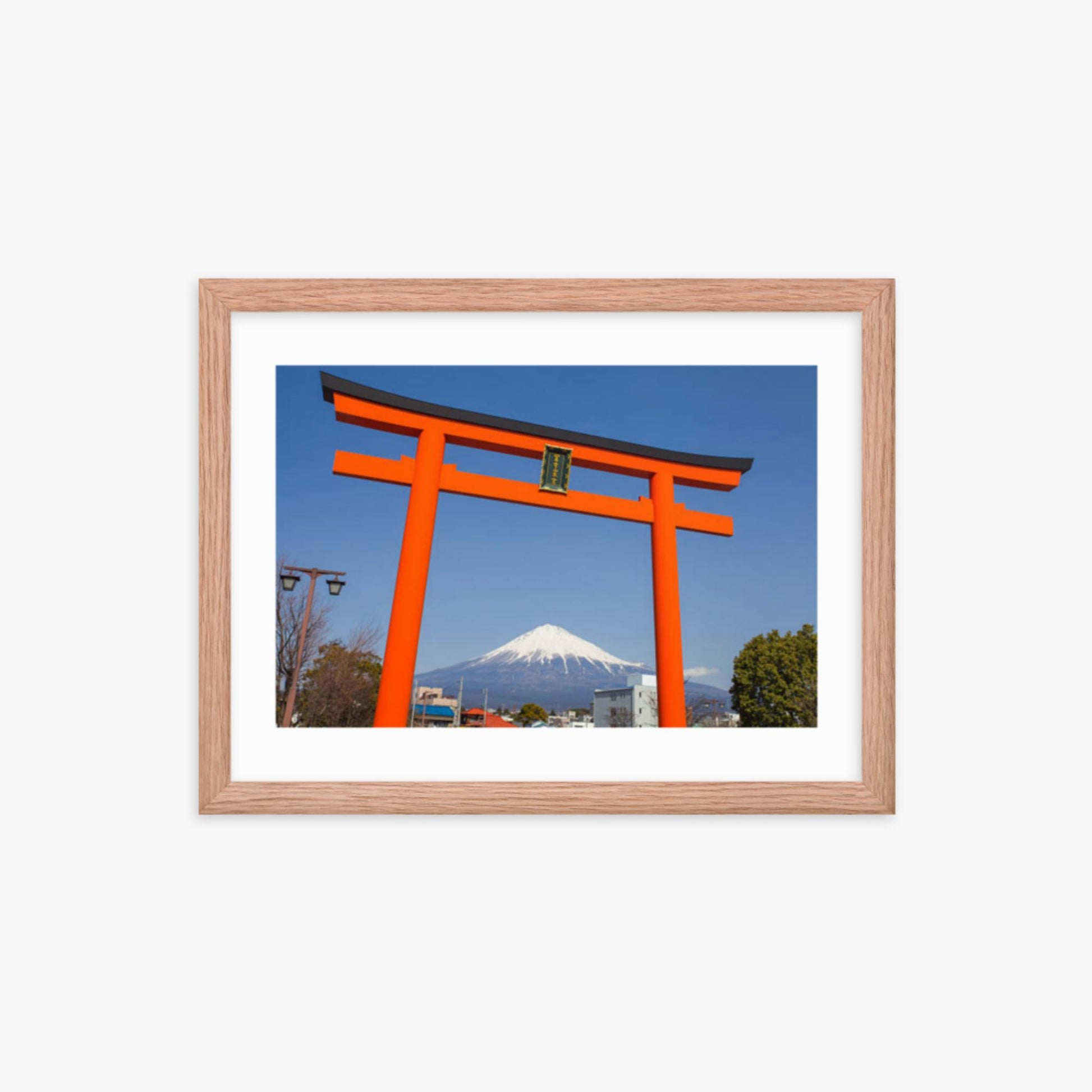 Mount Fuji 12x16 in Poster With Oak Frame