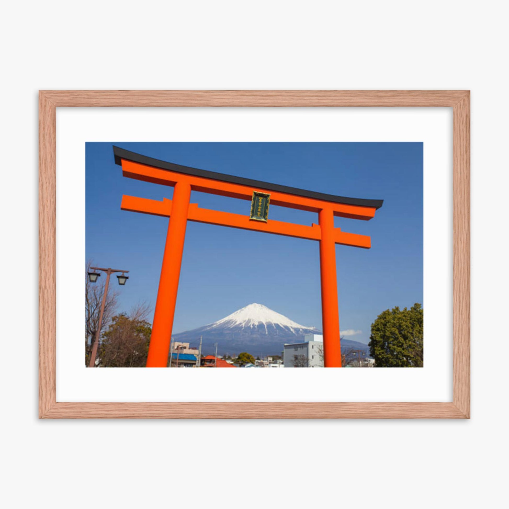 Mount Fuji 18x24 in Poster With Oak Frame