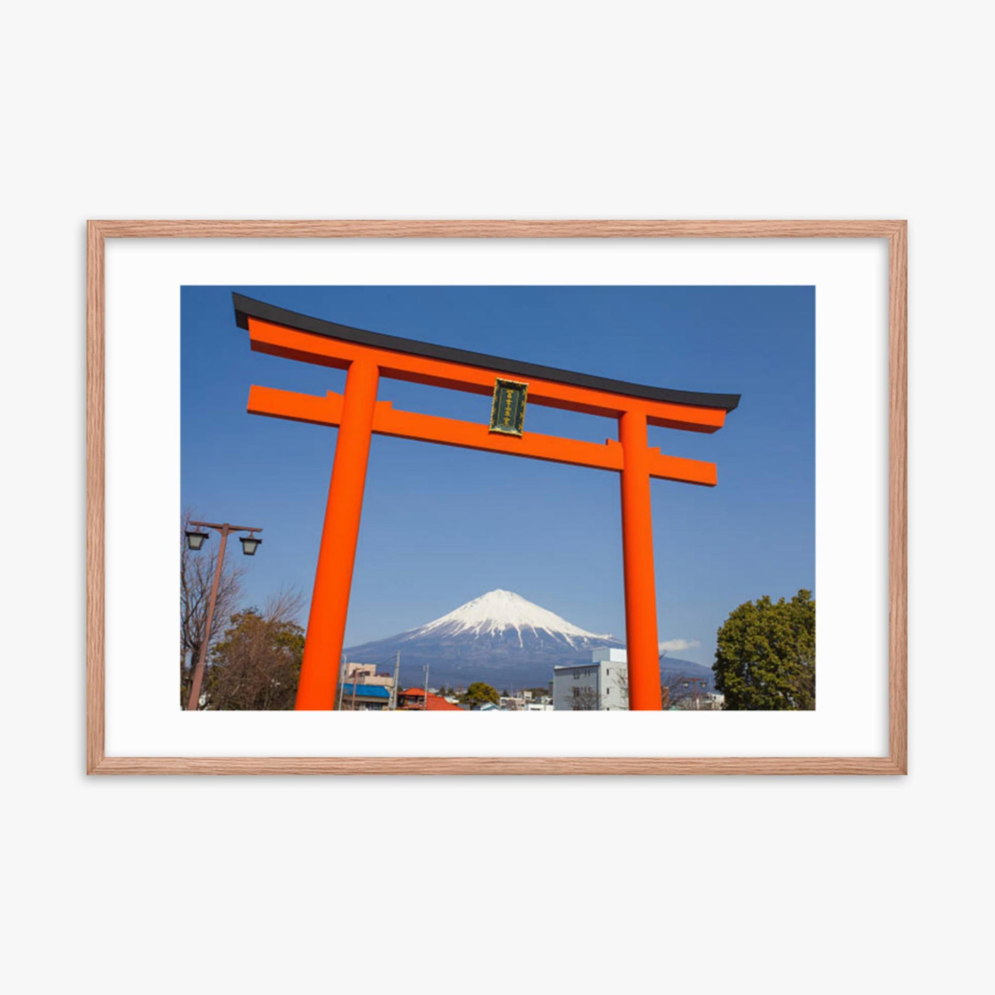 Mount Fuji 24x36 in Poster With Oak Frame
