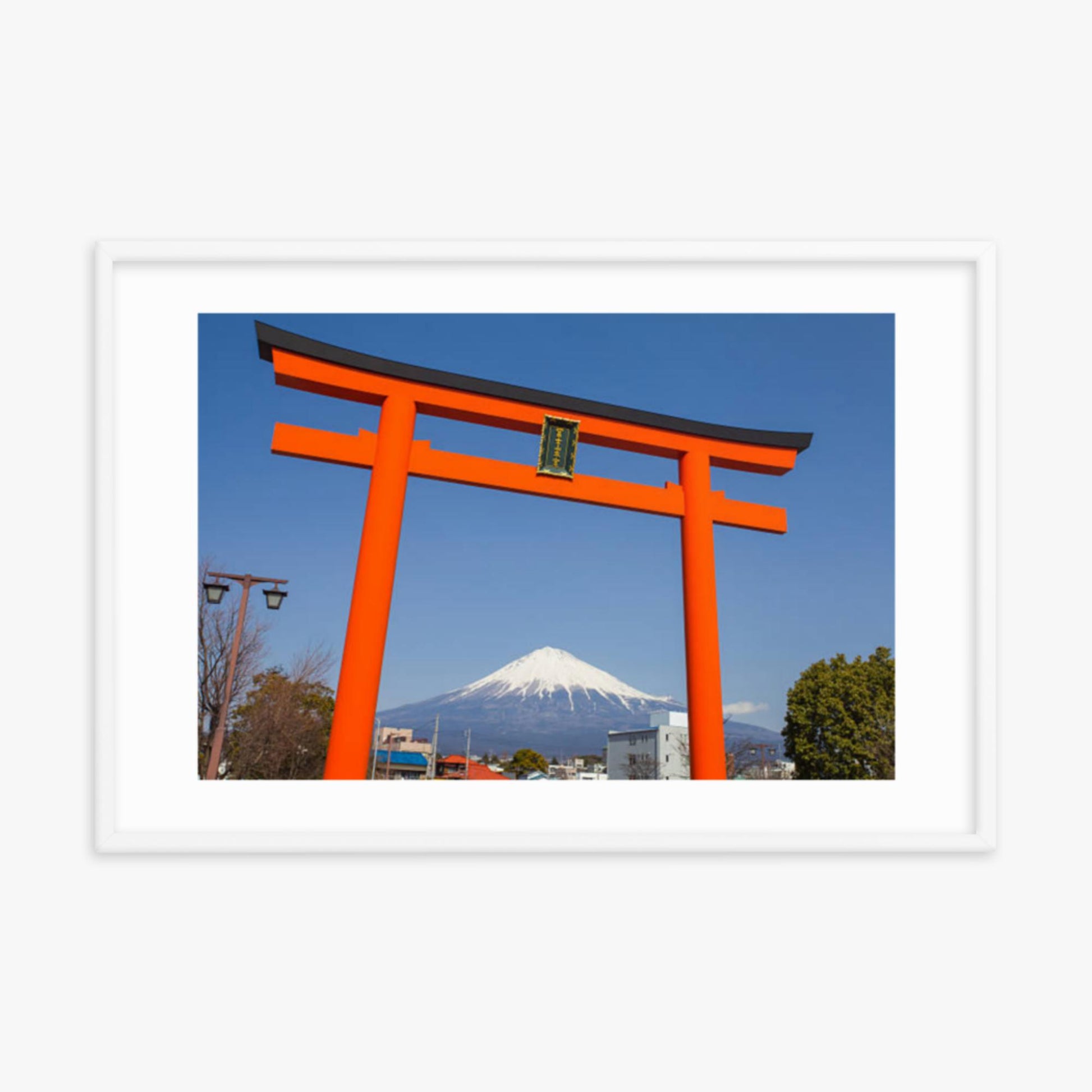 Mount Fuji 24x36 in Poster With White Frame