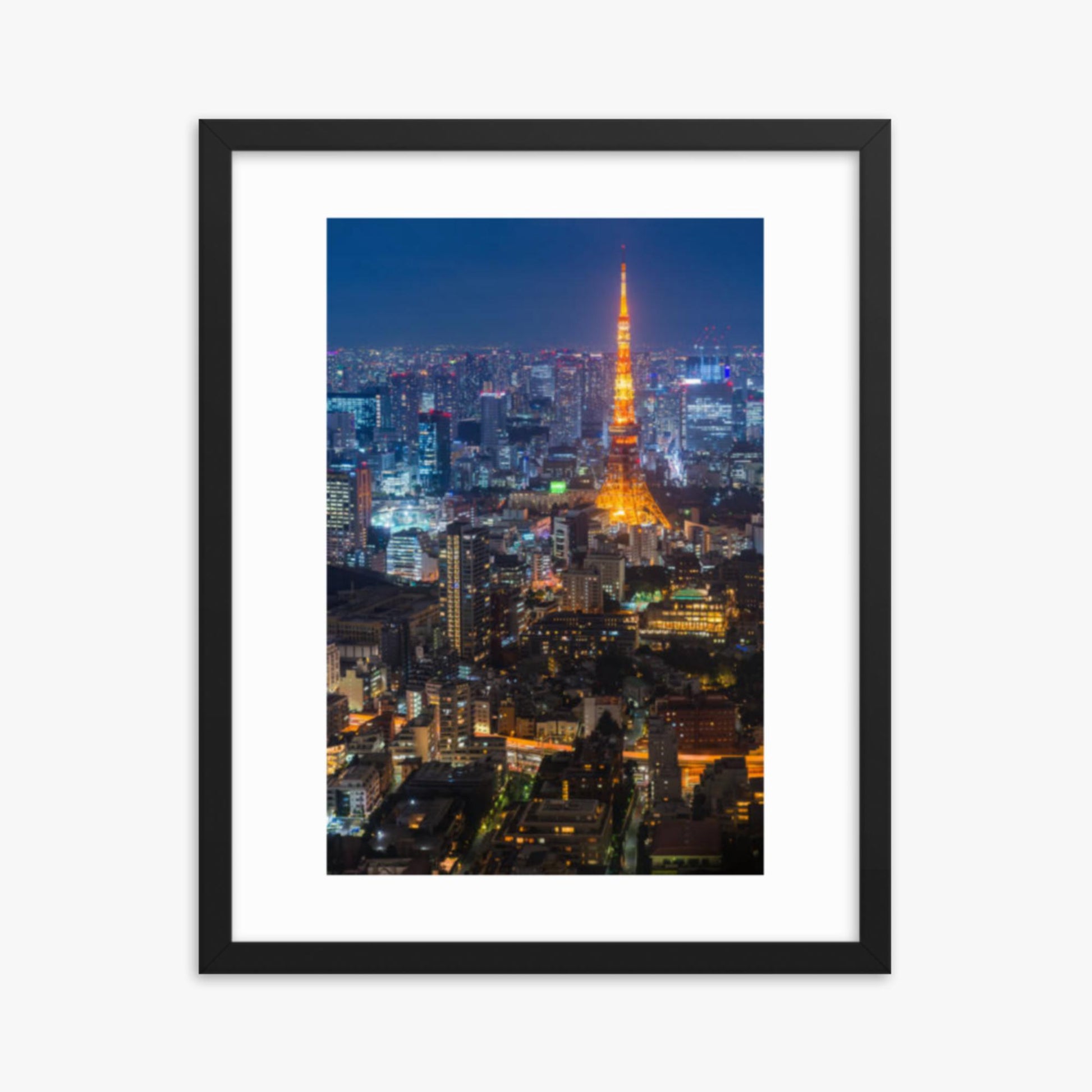 Tokyo Tower illuminated 16x20 in Poster With Black Frame