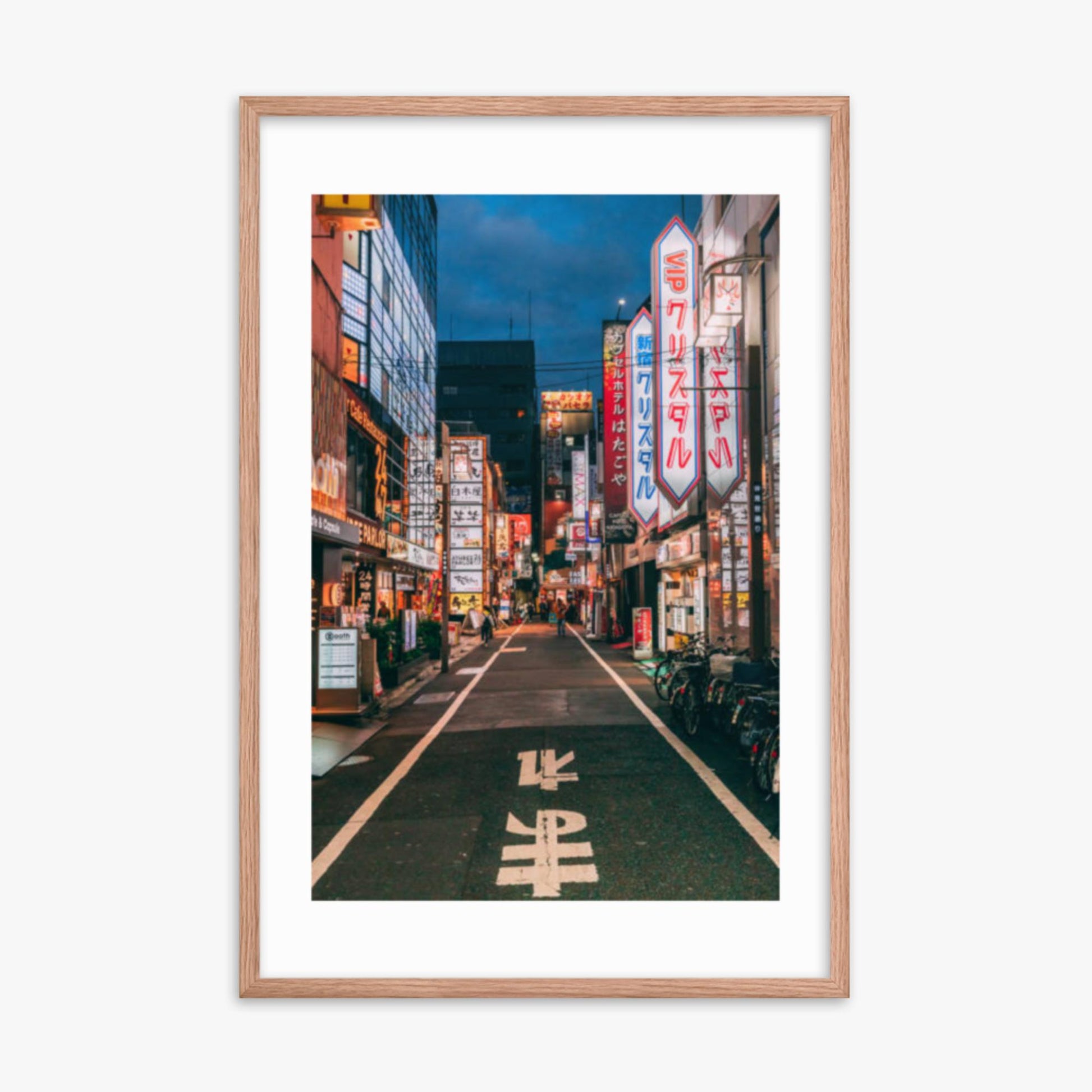 Tokyo´s famous Shunjuku district 24x36 in Poster With Oak Frame