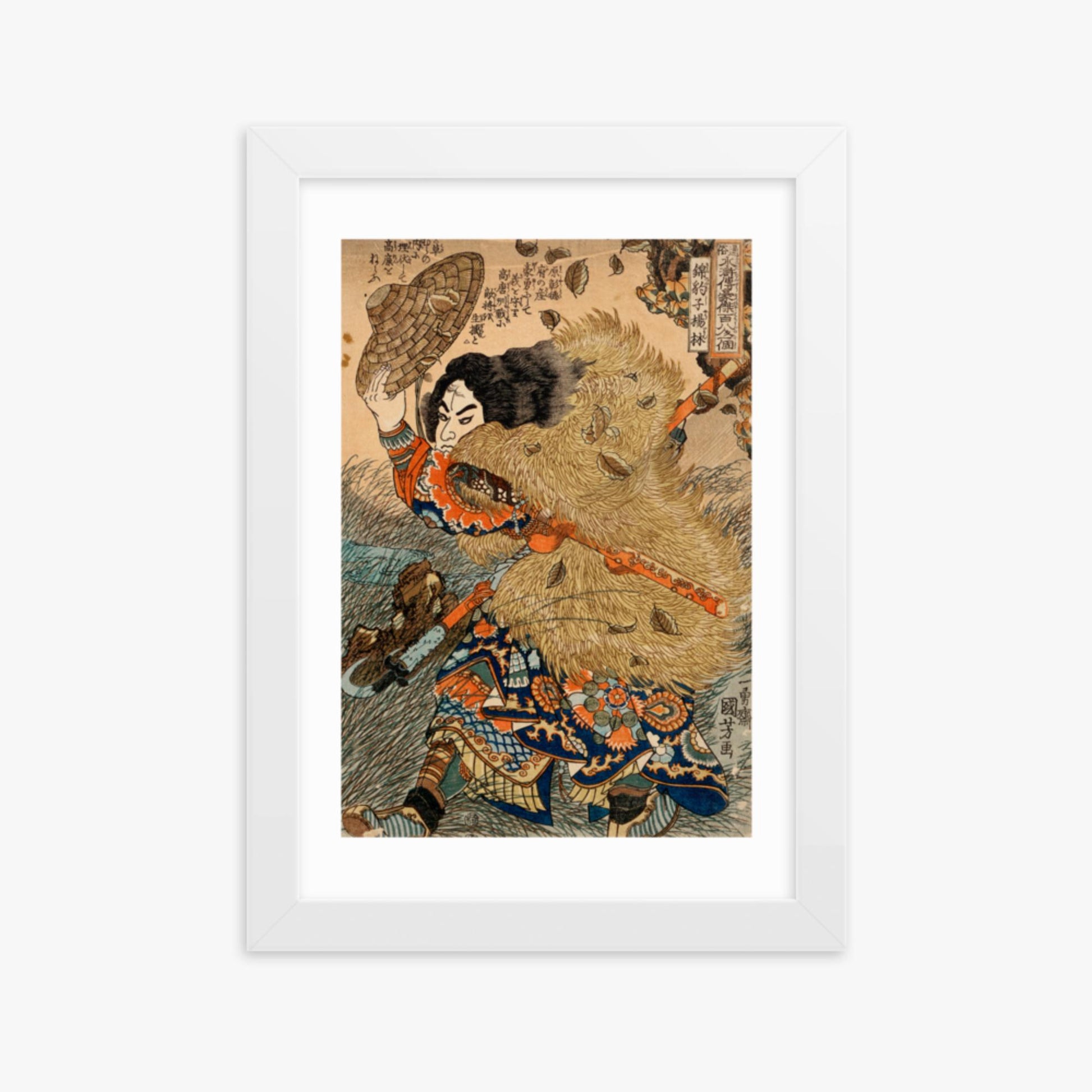 Utagawa Kuniyoshi - Kinhyoshi Yorin, Hero of the Suikoden 21x30 cm Poster With White Frame