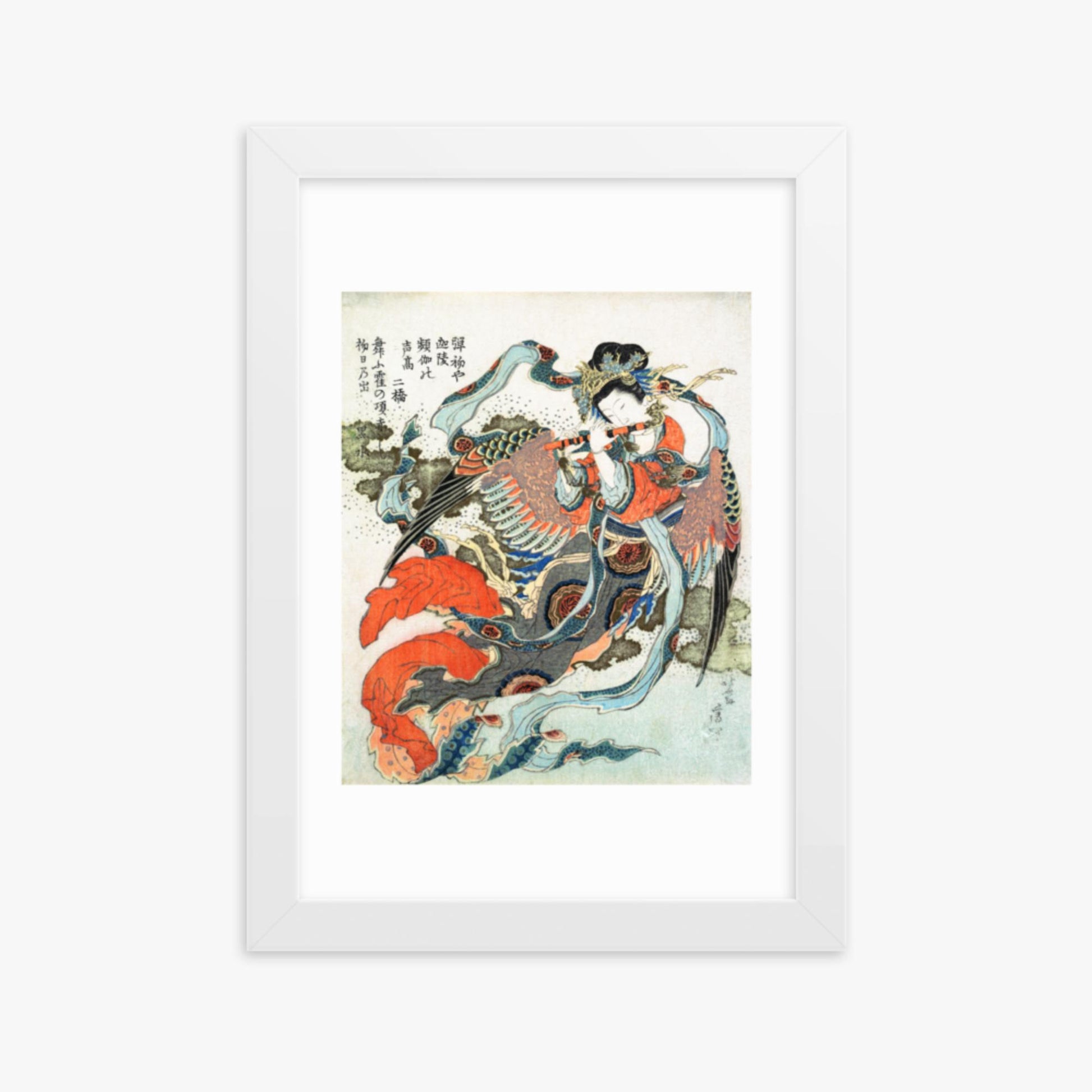 Katsushika Hokusai - Mystical Bird 21x30 cm Poster With White Frame