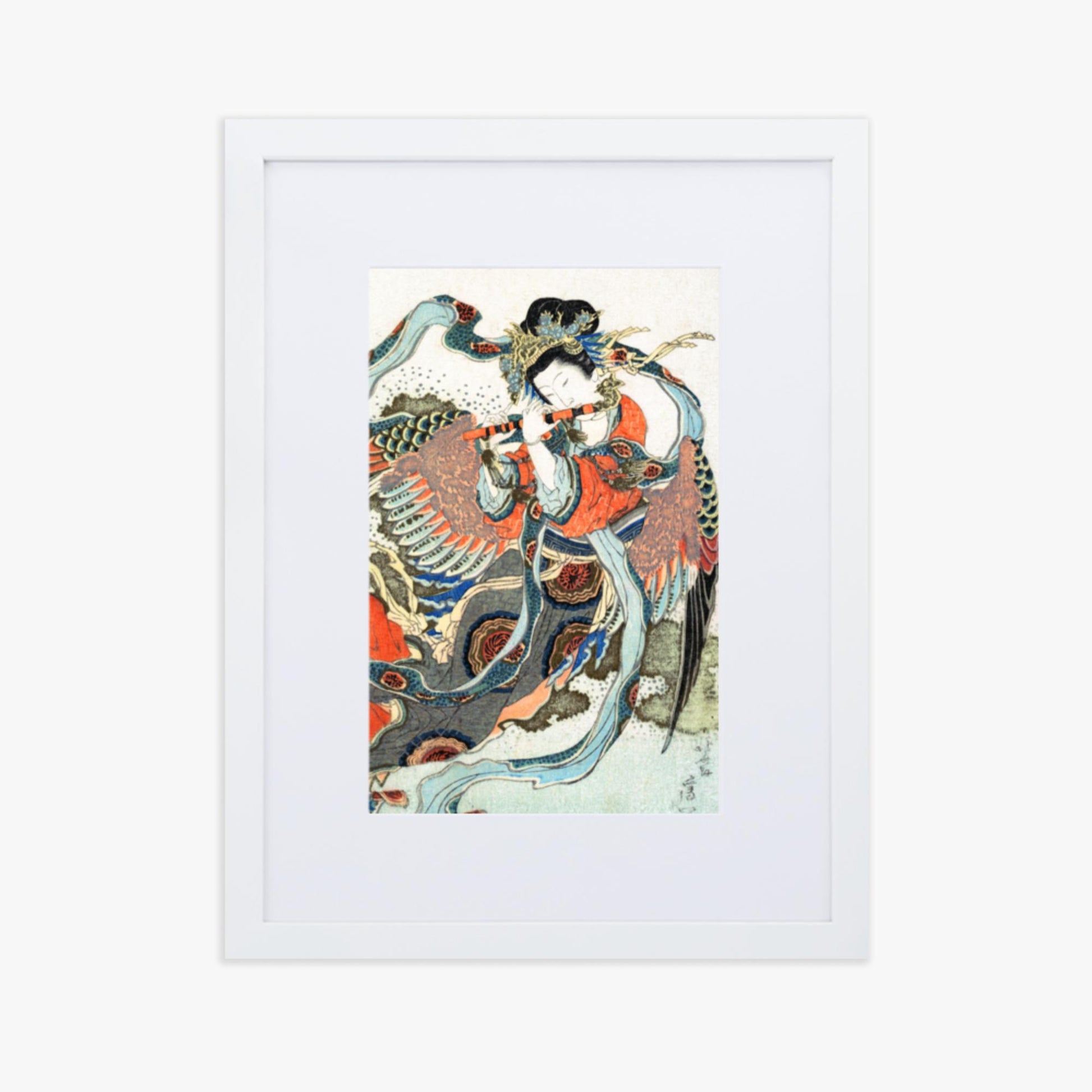 Katsushika Hokusai - Mystical Bird 30x40 cm Poster With White Frame