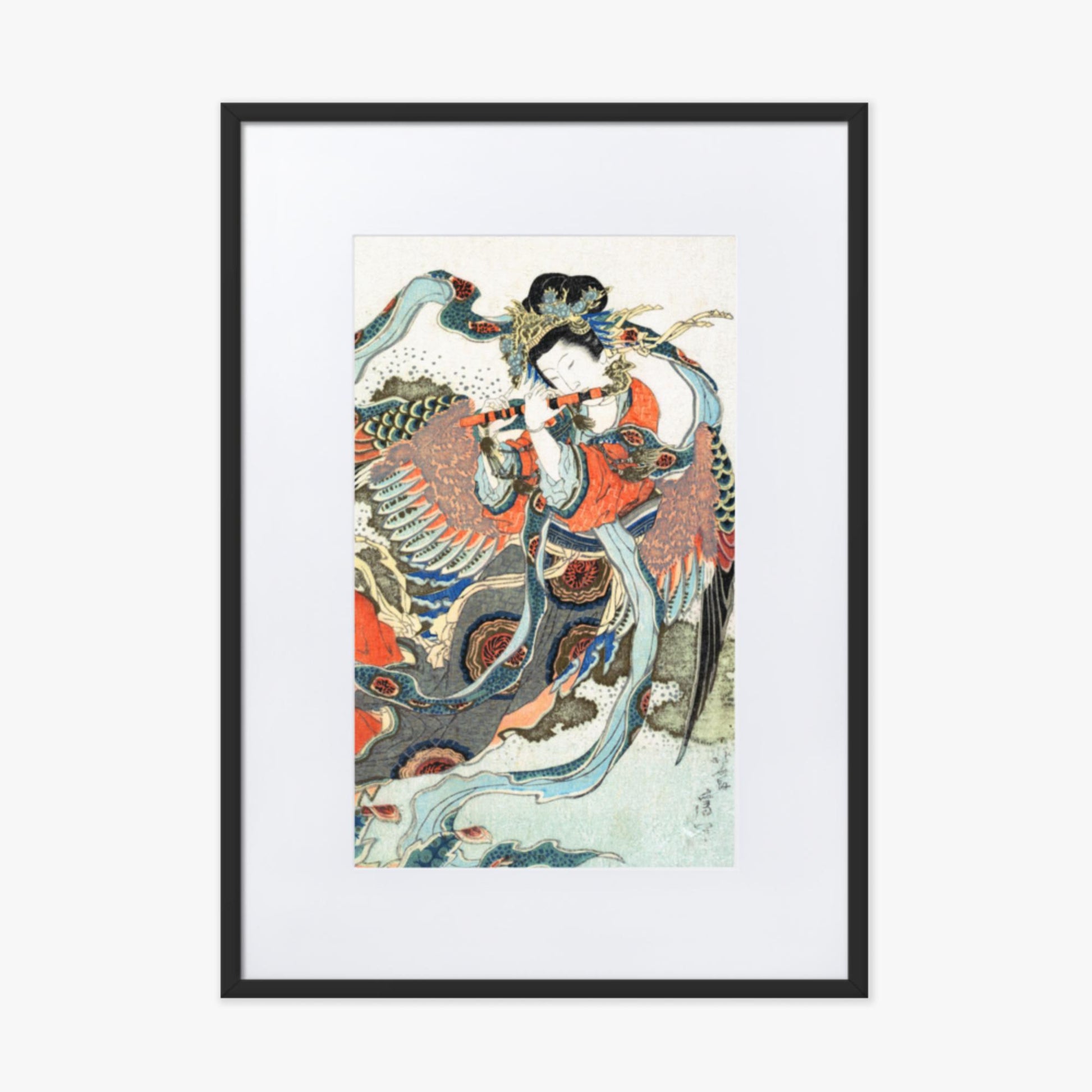 Katsushika Hokusai - Mystical Bird 50x70 cm Poster With Black Frame