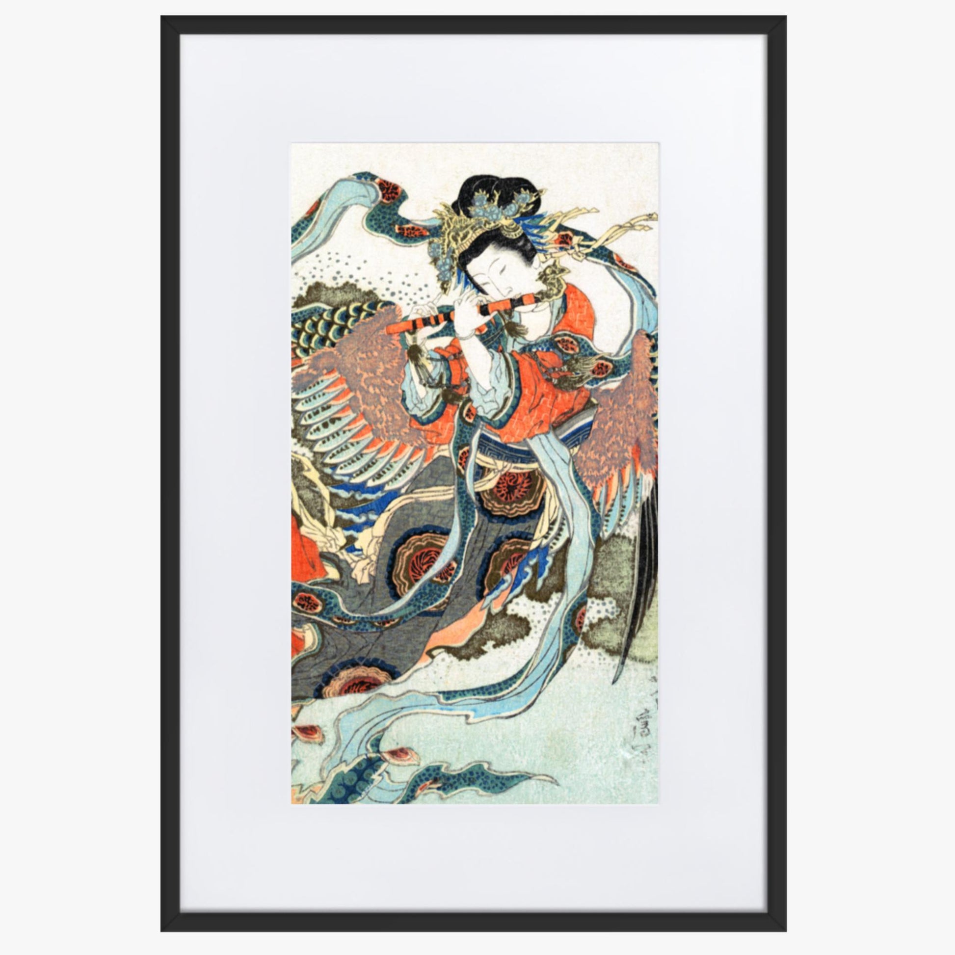 Katsushika Hokusai - Mystical Bird 61x91 cm Poster With Black Frame