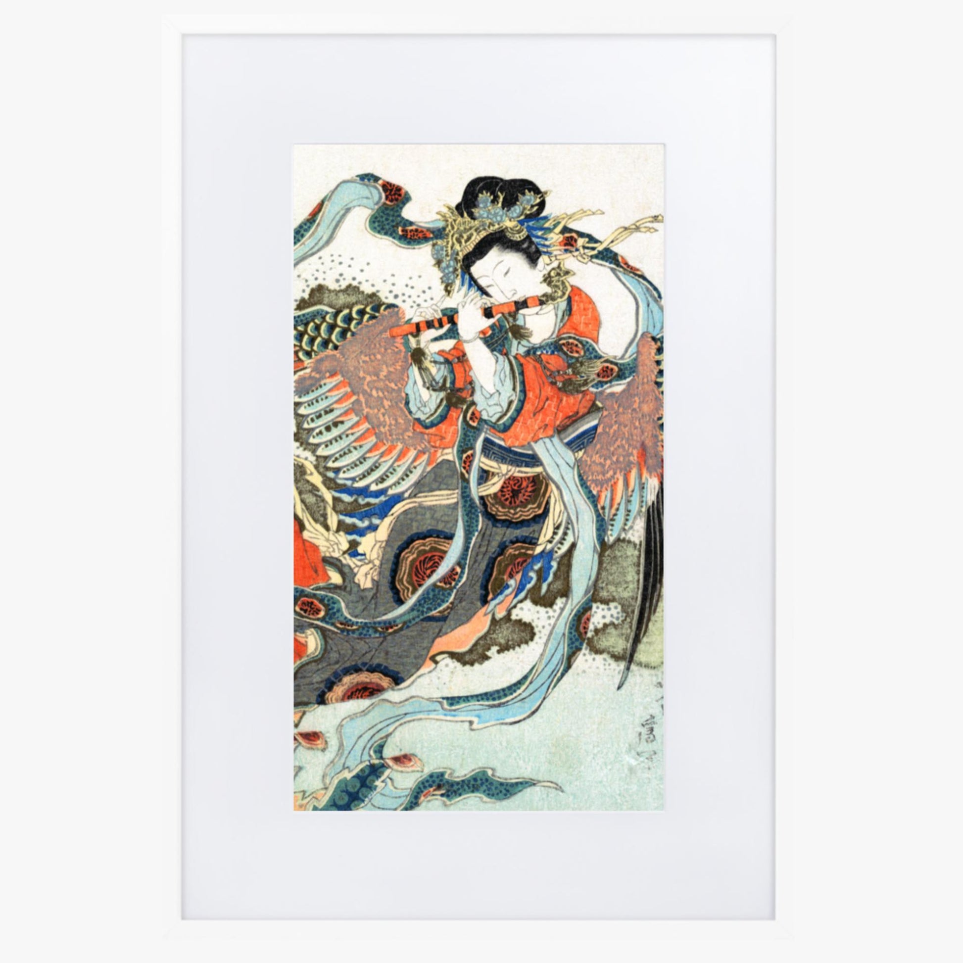Katsushika Hokusai - Mystical Bird 61x91 cm Poster With White Frame